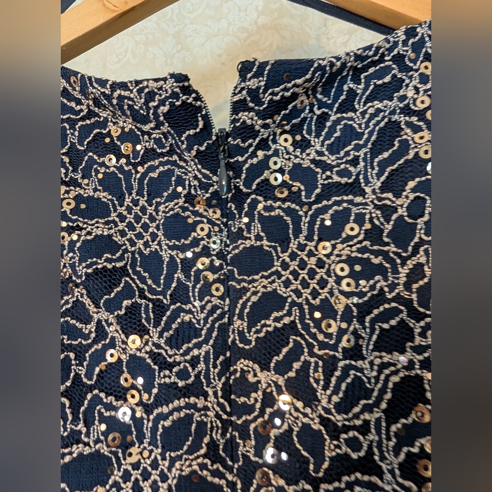 NWT Jessica Howard Party Dress Sz. 10 PETITE BLUE & GOLD - Picture 16 of 17